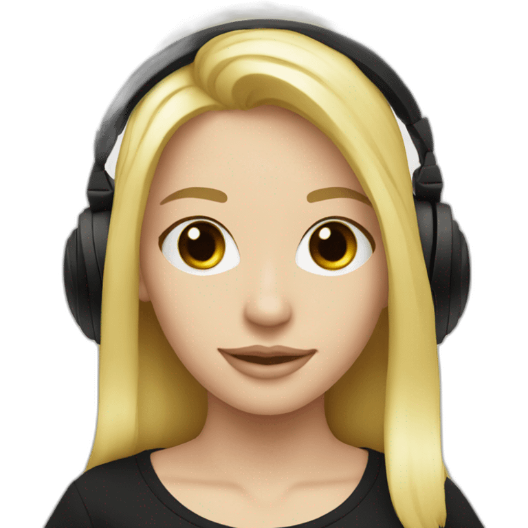 dj headphones blonde white skin black t-shirt emoji