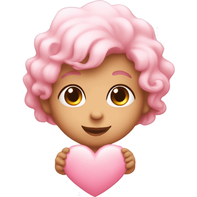 Baby pink heart with cute face  emoji