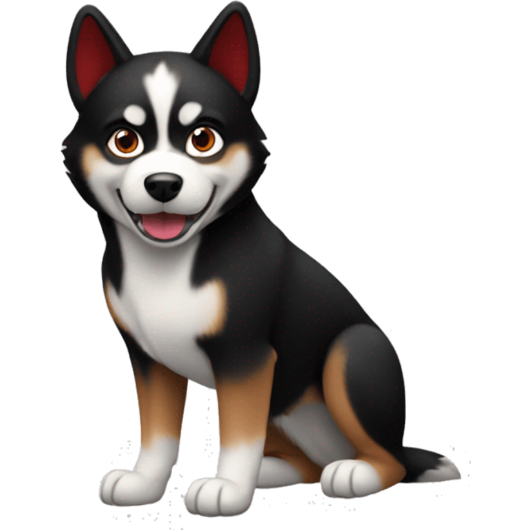 A red and black husky dog  emoji