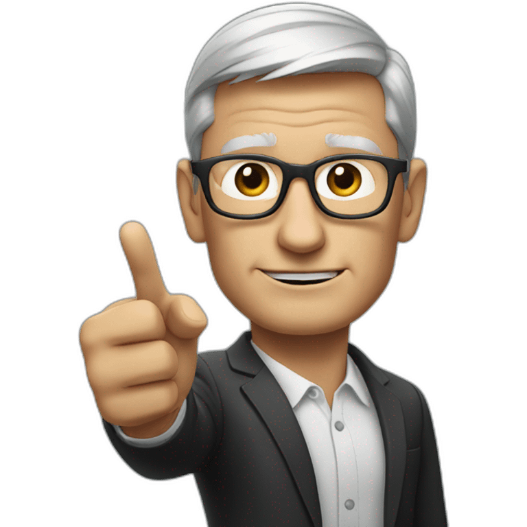 Tim Cook looking and pointing left emoji