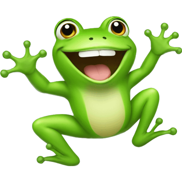 Happy cute frog jumping  emoji