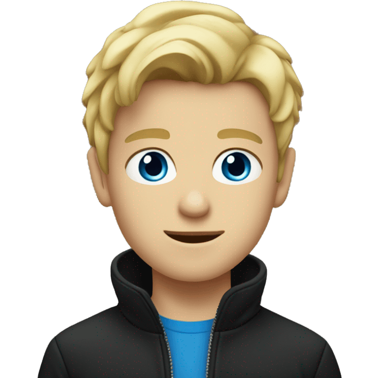 blonde boy in black jacket with blue eyes emoji