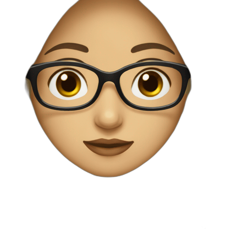 A hijabi girl with light skin and black eyes wearing black glasses in for of star emoji