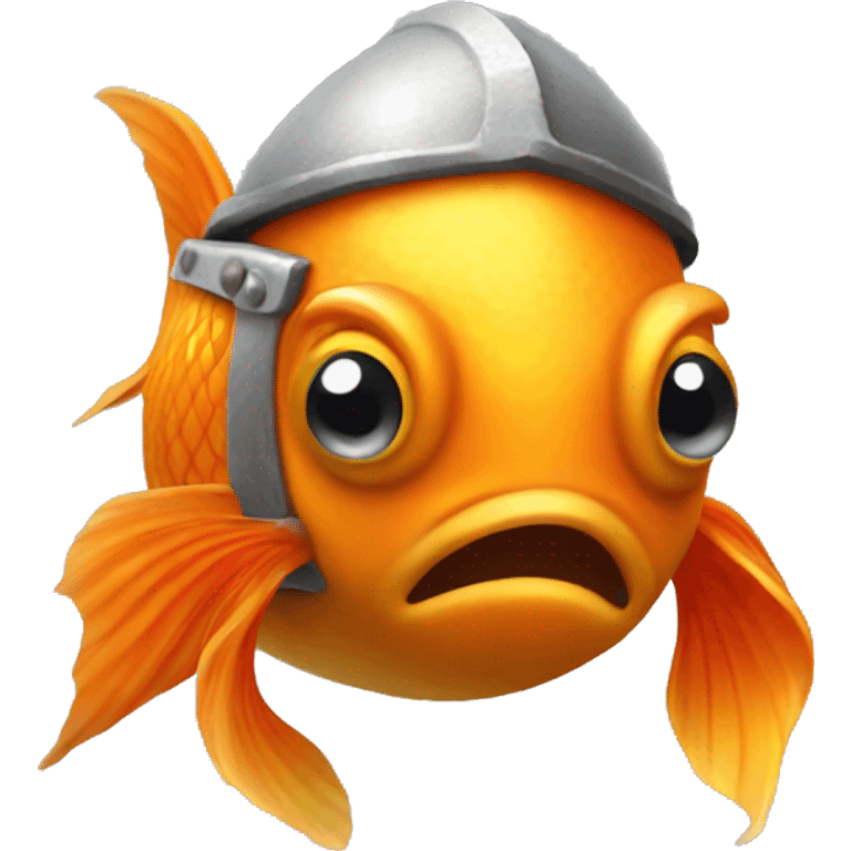 Goldfish wearing Viking helmet emoji