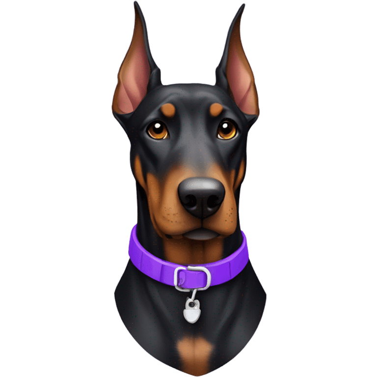 realistic doberman with purple collar emoji