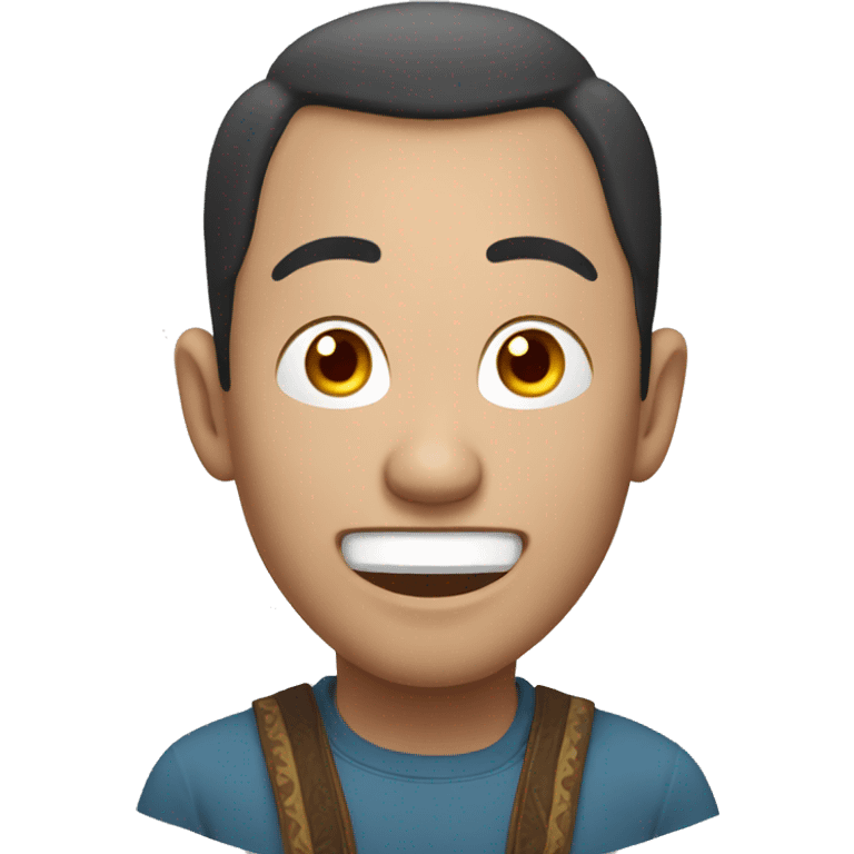 Smiling Mongolian man have a surprised  emoji