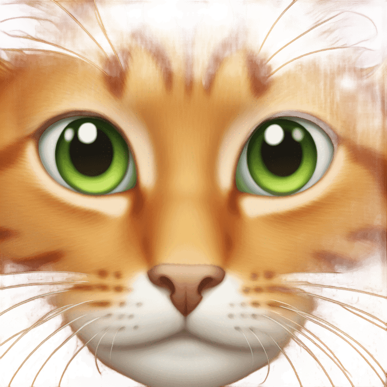 Orange cat with big round green eyes emoji