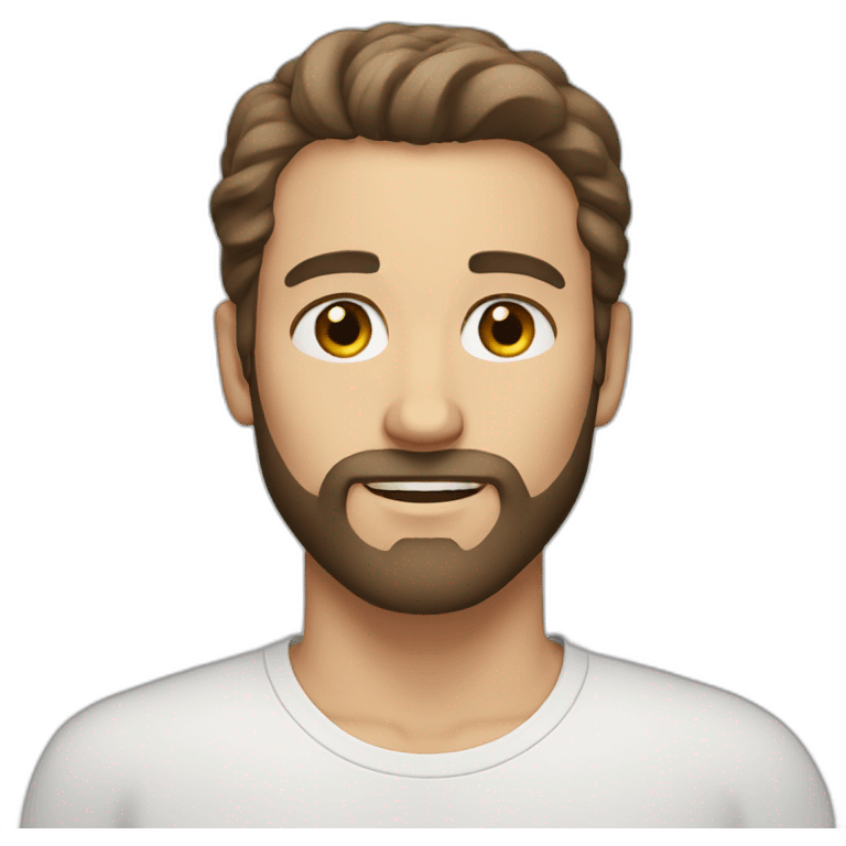 white man with brown eyes, brown hairs and beard emoji