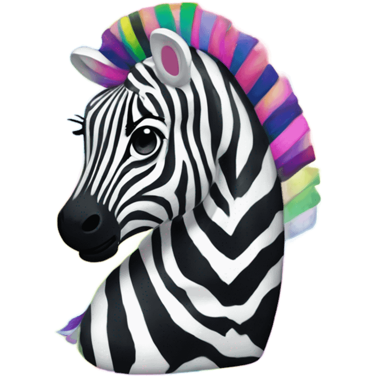 Lisa frank zebra with glitter rainbow stripes emoji