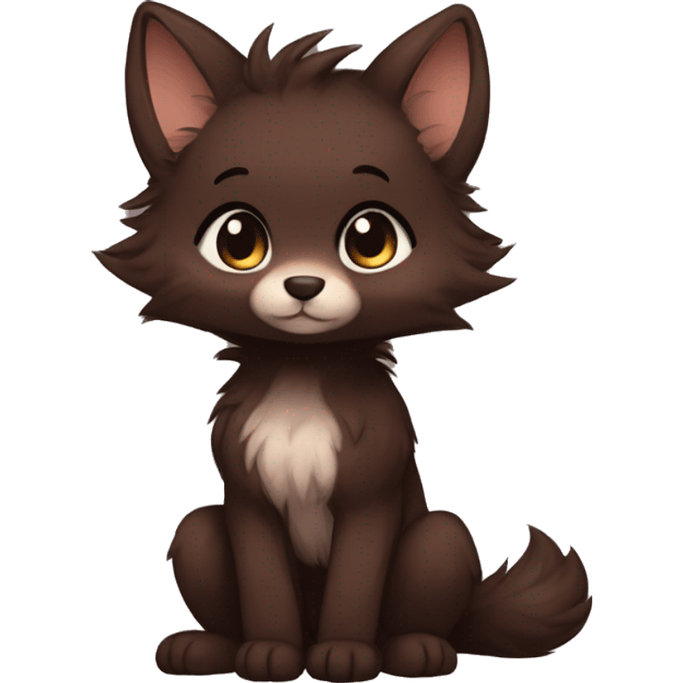 Shy Cute Chibi Dark Brown Furry Animal Anthro Sona emoji