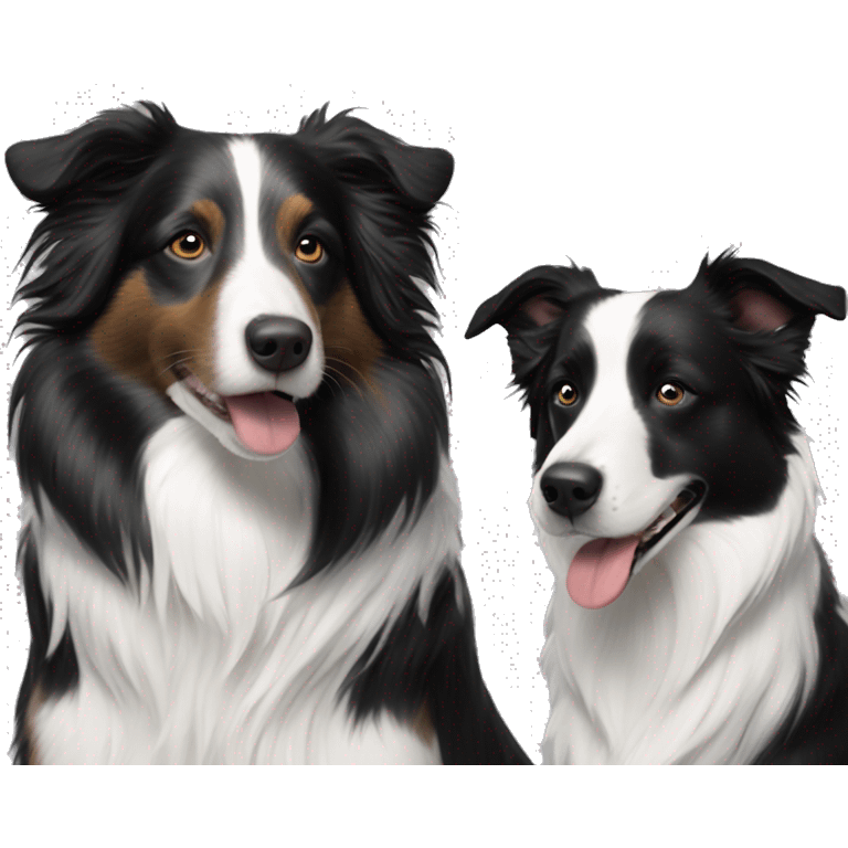 Two border collies one black and white one black with and brindle  emoji