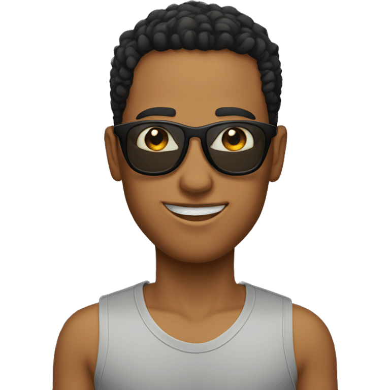 young man sunglasses without nose emoji