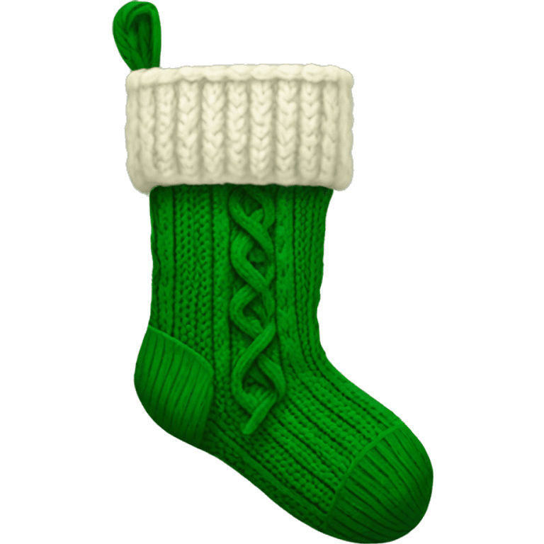 green cable knit christmas stocking  emoji