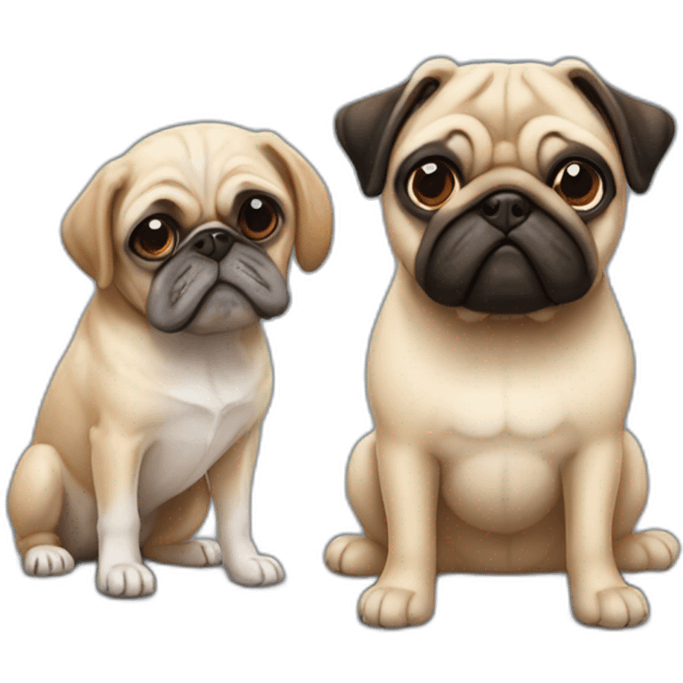 Two dogs a shitzu next to pug emoji