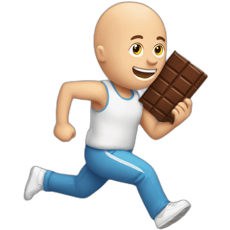 bald running man with chocolate bar in hand emoji