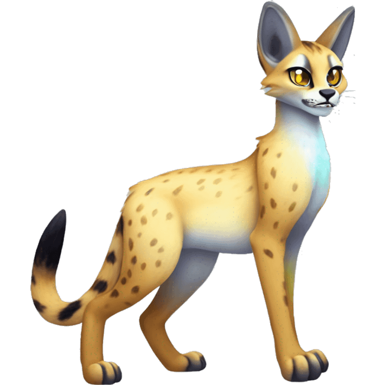 Cute Kawaii Cool Edgy Epic Ethereal Sparkly Colorful Sergal-Serval-Caracal-Vernid full body emoji