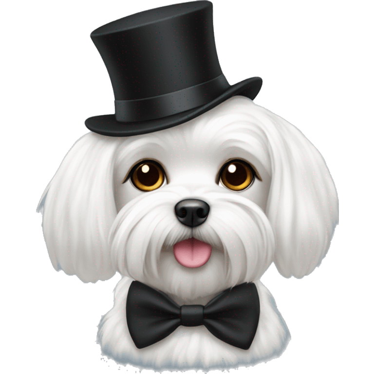 Maltese with bowtie and black hat emoji