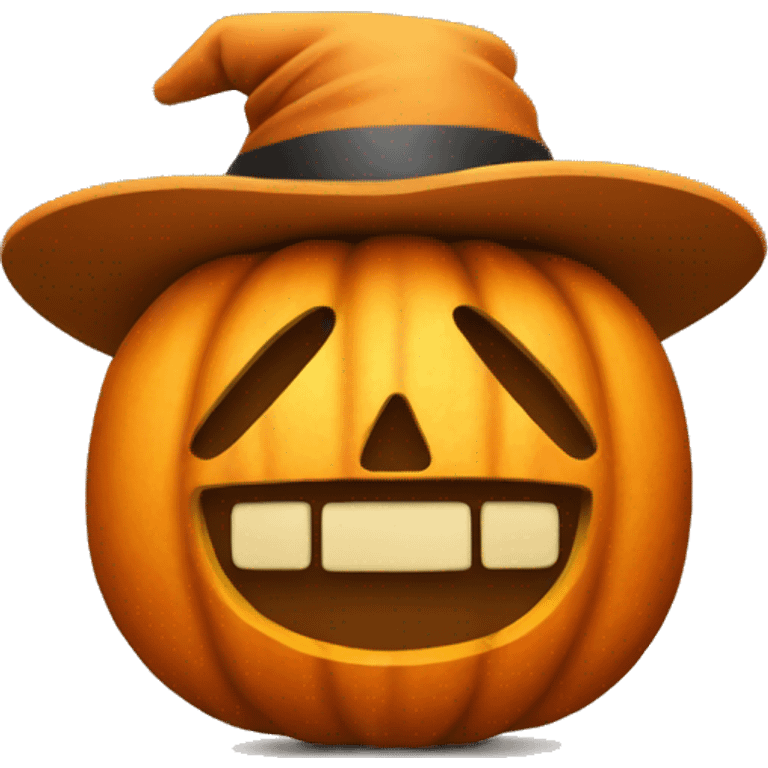 make a pumpkin emoji with a hat on it emoji