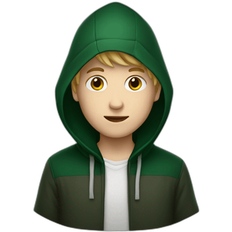 White Boy with a dark green hood emoji