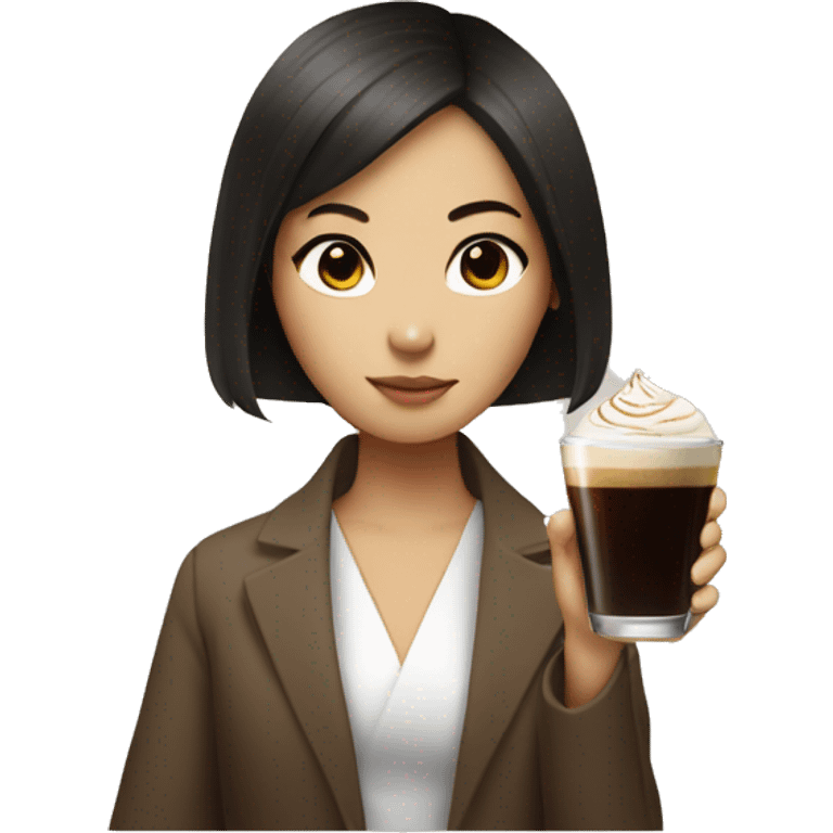 Korean girl holding an espresso martini emoji