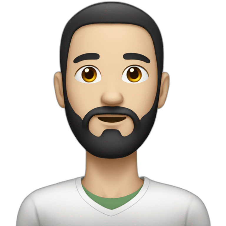 Man, white skin, short black hair, long beard emoji