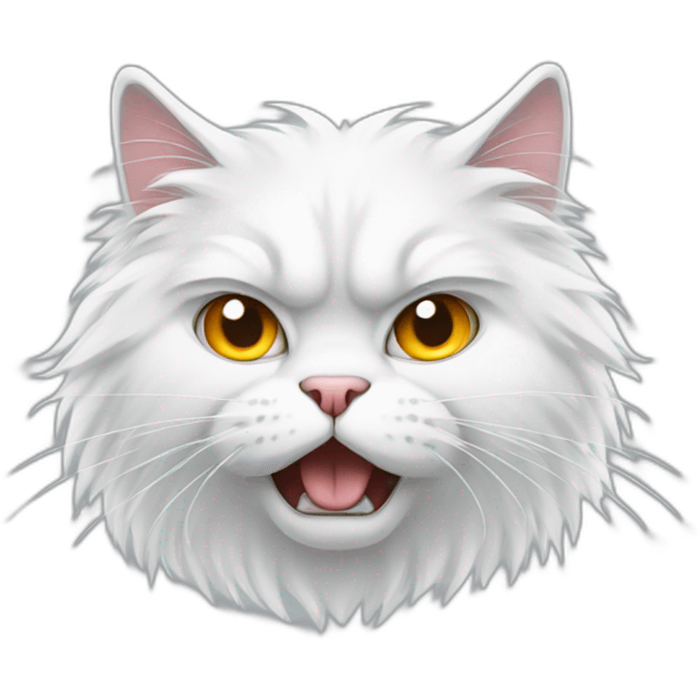 white angry fluffy cat with different eyes emoji