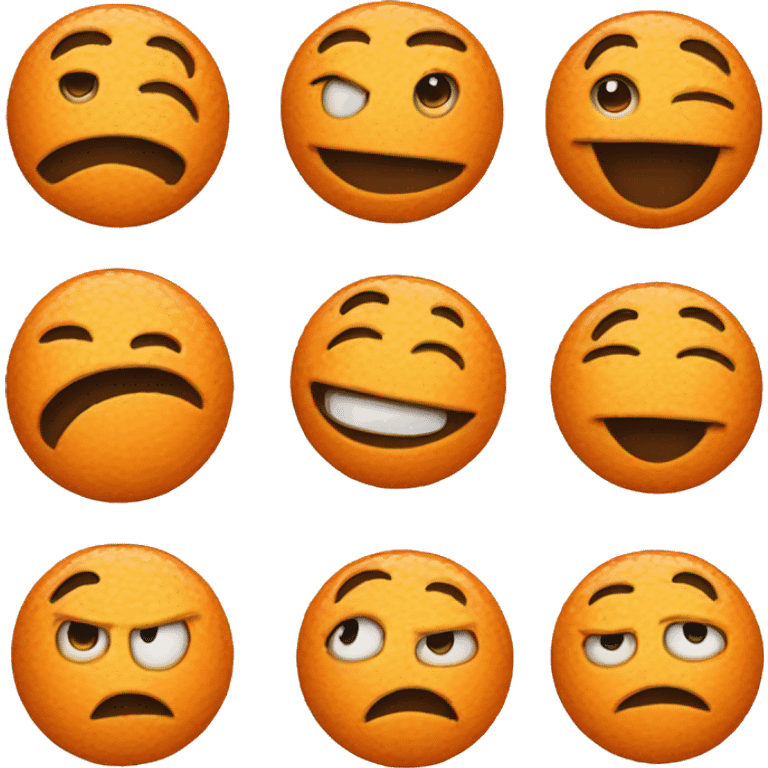 Big round orange emoji with meme face a funny face emoji