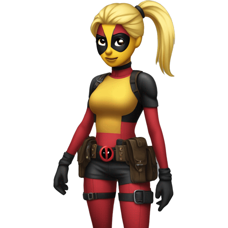 lady deadpool with a high yellow pony tail emoji