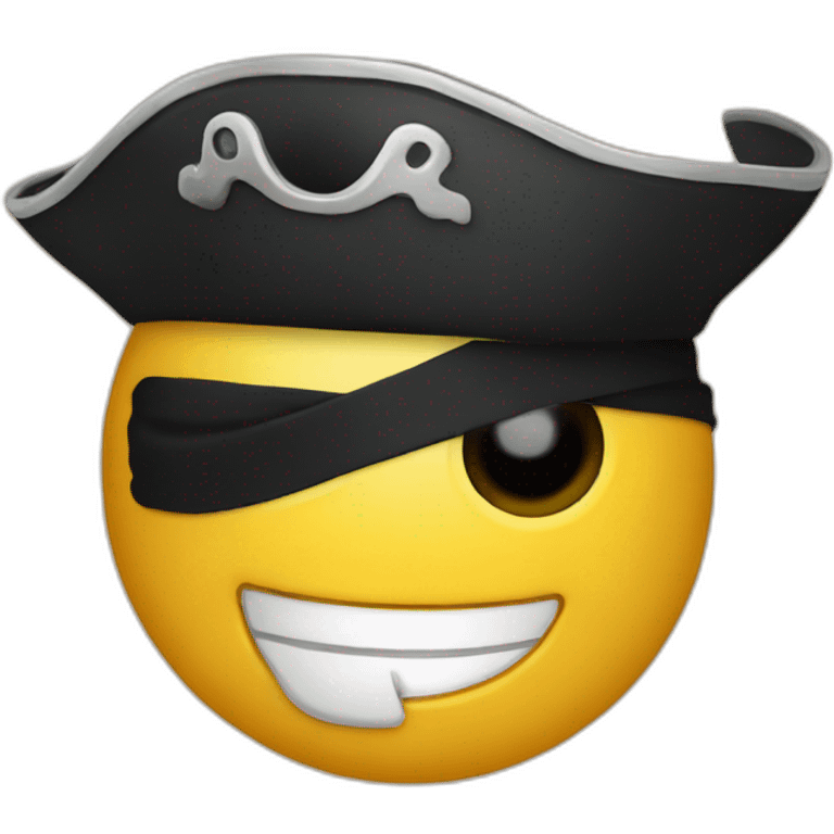 Emoji with pirate eye patch not laughing emoji