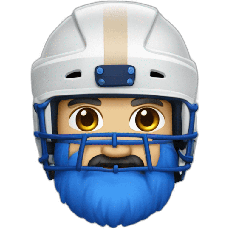 Hockeyeurs barbu habillé de bleu avec casque emoji