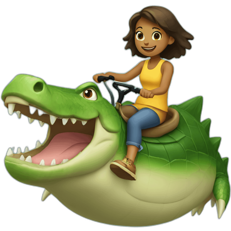 girl riding crocodile emoji