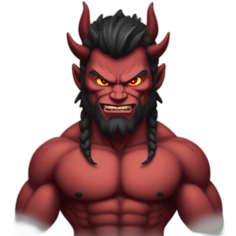 Muscular body oni dark devil emoji