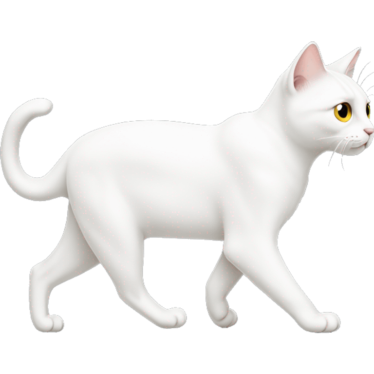 White cat walking seen from the side emoji