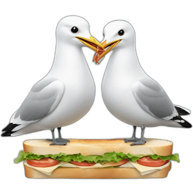 Two seagulls sharing sandwich  emoji