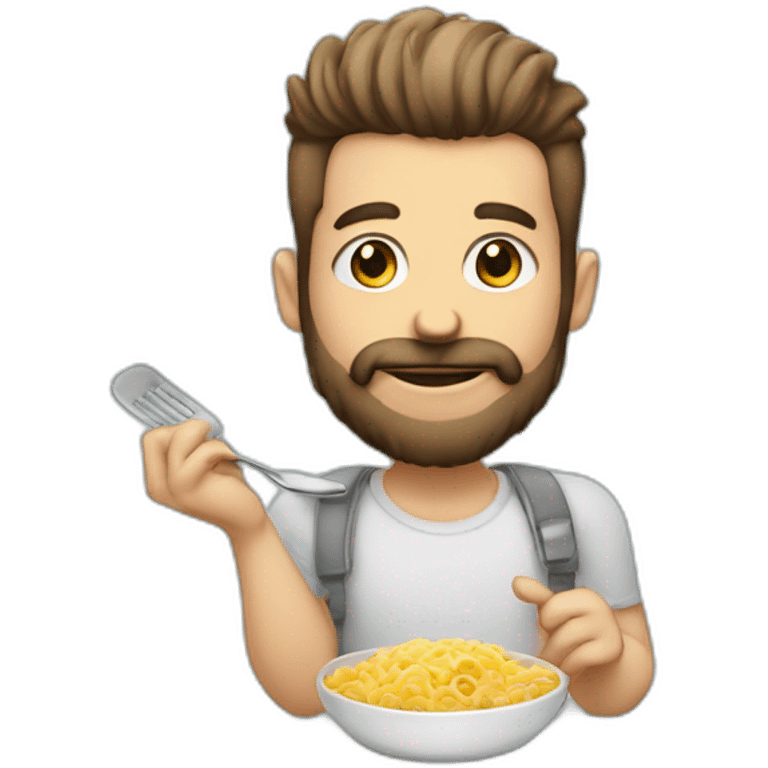 hombre pelo canoso con barba de candado comiendo pastel emoji