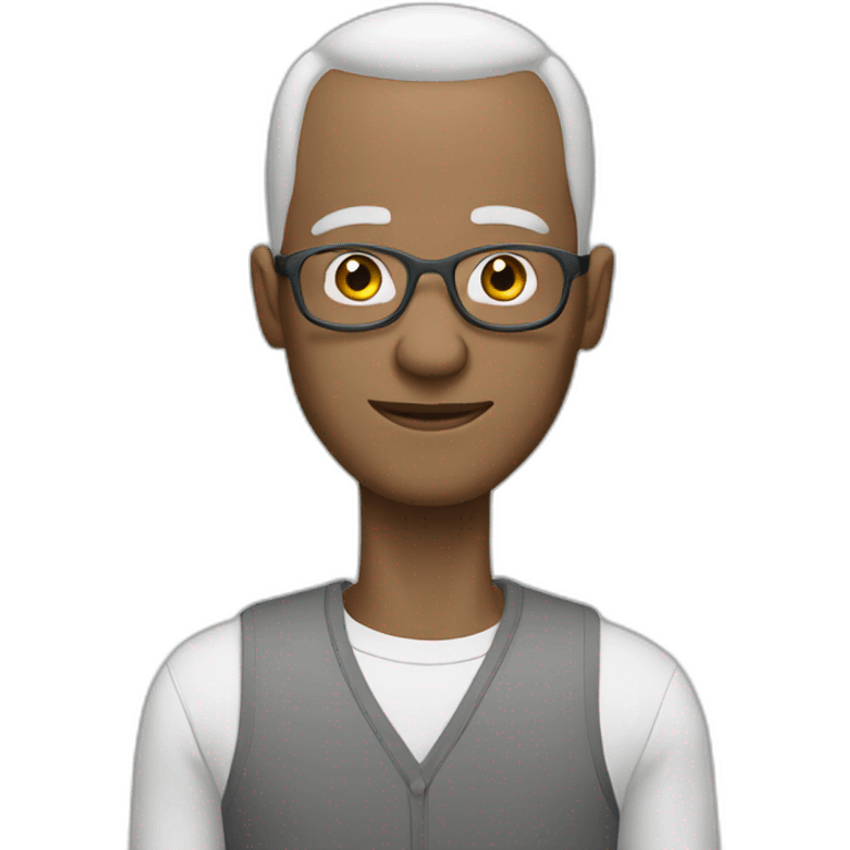 Man without hair grey barb White glasses emoji