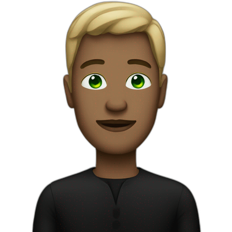 A man with a green eye and a black dress  emoji