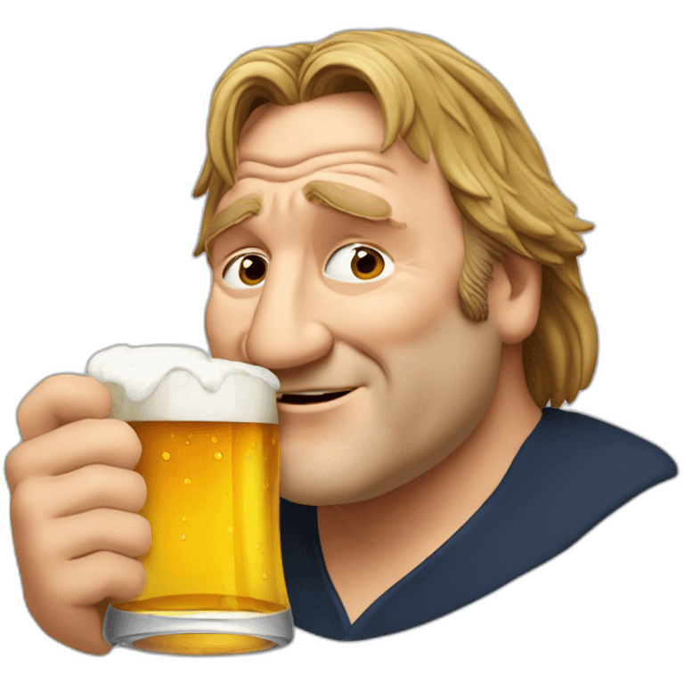 Gérard Depardieu drinking beer emoji