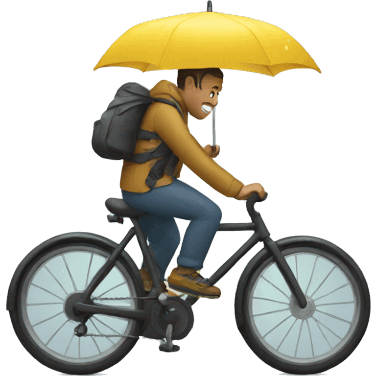 Man on bike in the rain emoji