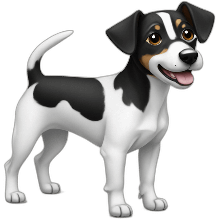 Black and white Jack russel with raise black ears emoji