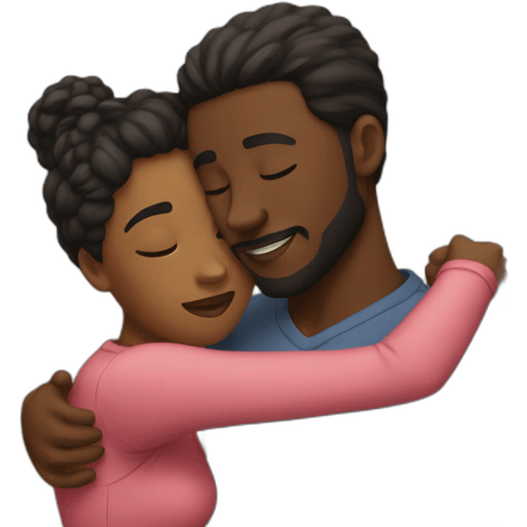 black couple hugging emoji