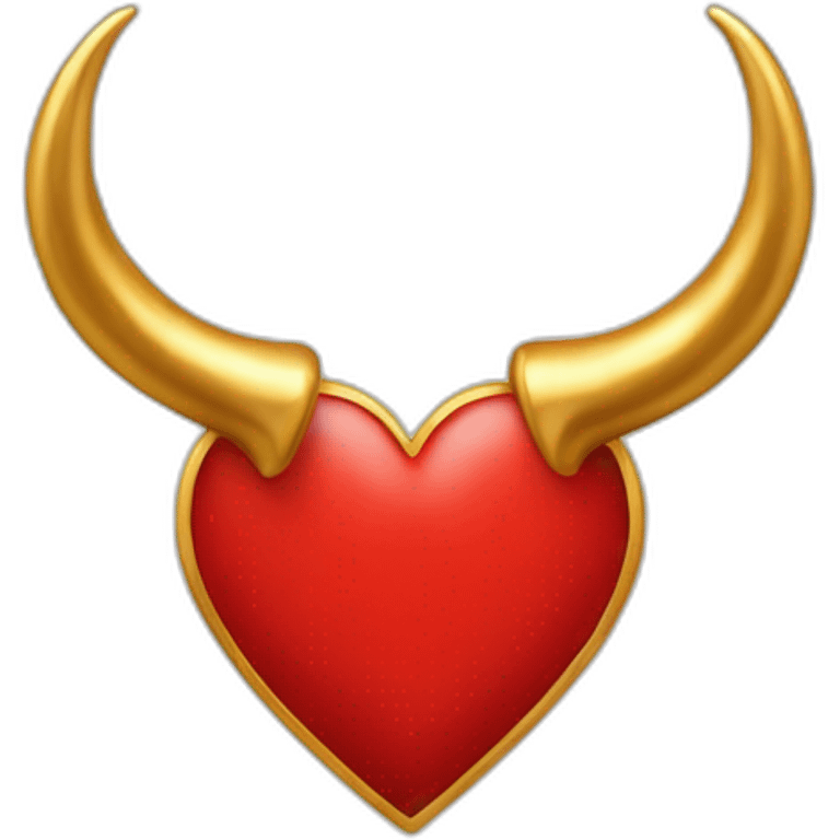 Red heart frame with gold horns emoji