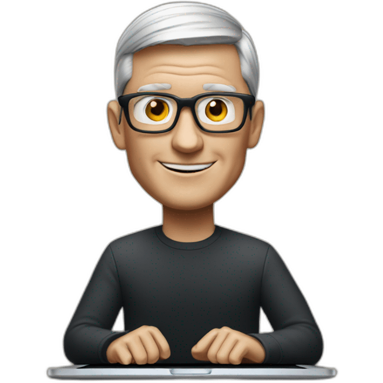 tim cook with macbook pro emoji