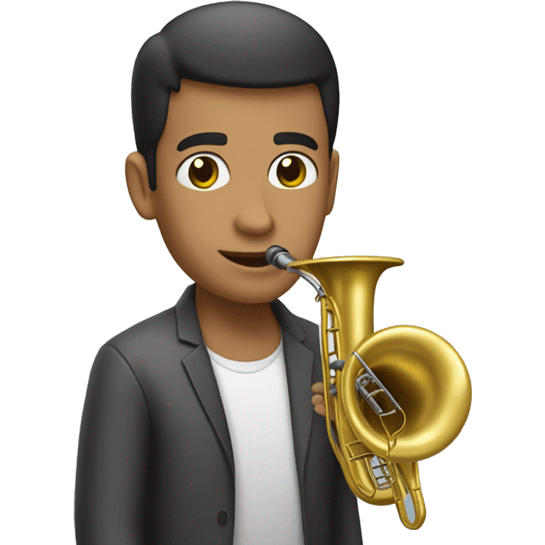 Un joven moreno con una tuba emoji