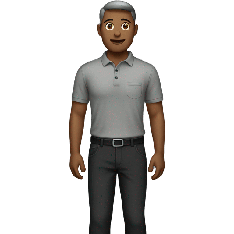 men wearing a gray polo shirt with  black pants  emoji