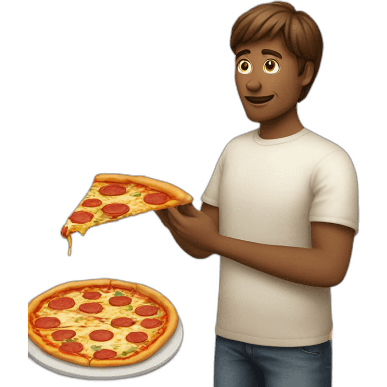 Un chat est un homme qui mange une pizza  emoji