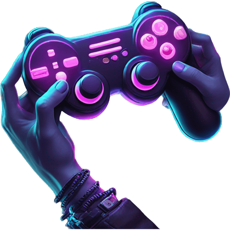 joystick in hands cyberpunk neon emoji