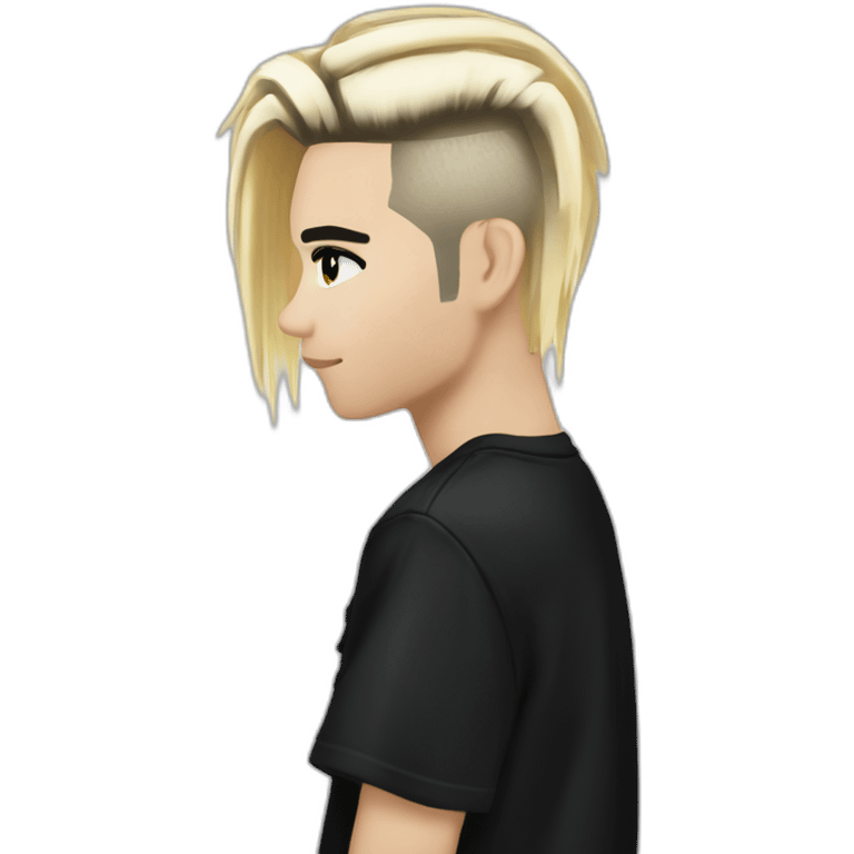 Bill Kaulitz black hair down with blonde highlights emo emoji