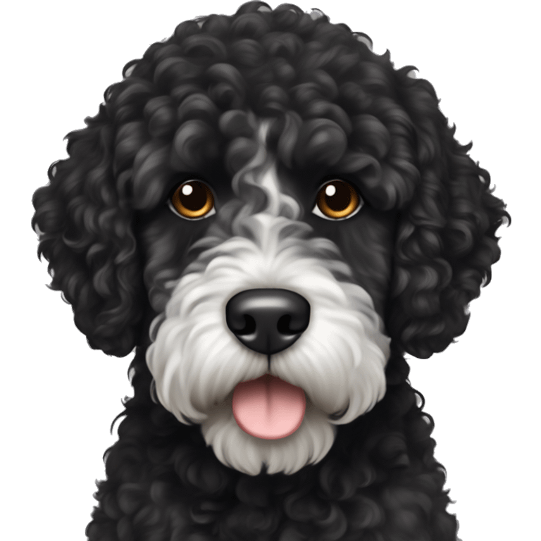 black curly haired portuguese water dog no white fur emoji