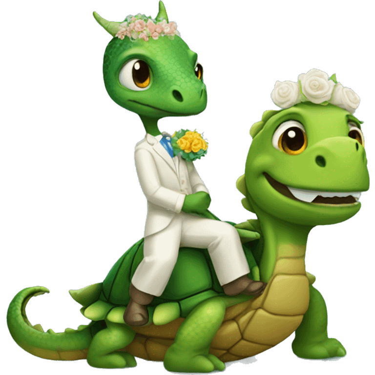 A dragon and a turtle getting married emoji